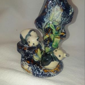 Panda sculpture two pandas in mushroom altered pulsating  forest at play hm.